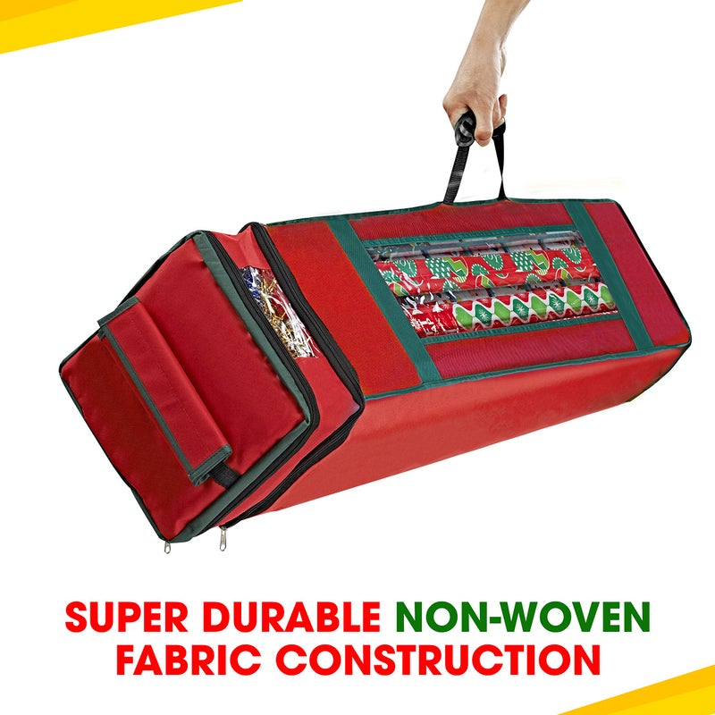 ProPik Wrapping Paper Storage Bag with Pocket and Handles Including Hanging Loop Heavy Duty Material with Clear Window 47 x 10 x 10 Inch Fits 40 Inch Long Rolls (Red  1 Count) - Image 4